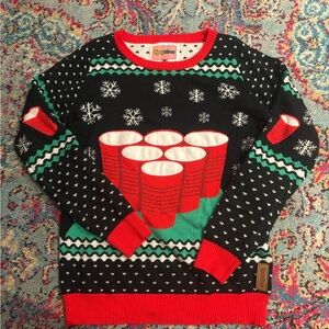 Tipsy Elves Black and Red Beer Pong Sweater